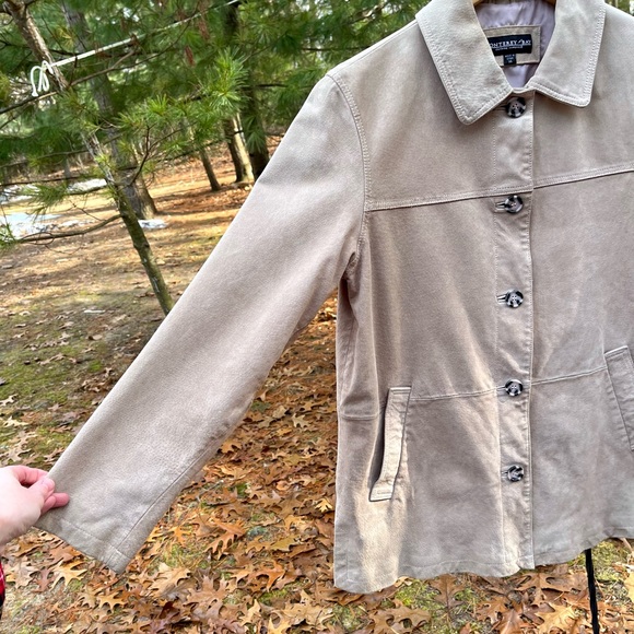 90s Monterey Bay Genuine Leather Suede Jacket Tan Size 14 - Picture 13 of 16